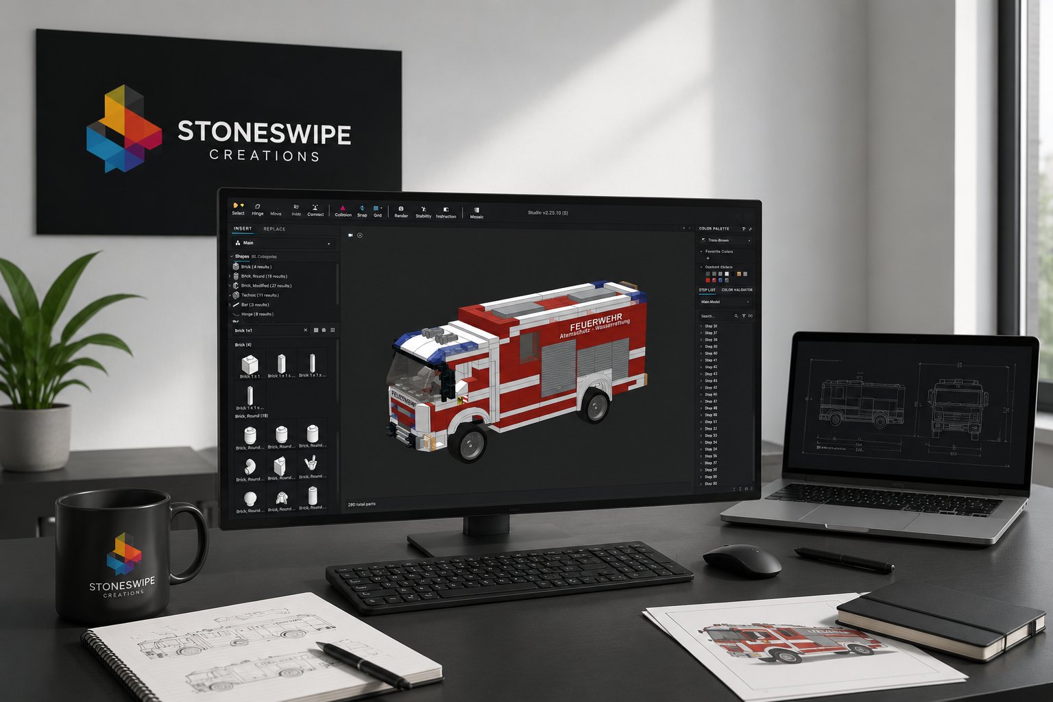 Digitale Entwicklung eines individuellen Feuerwehrmodells am Arbeitsplatz von STONESWIPE